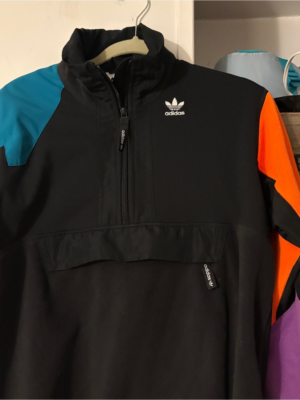 adidas Originals PT3 Black Colorblock Half-Zip Fleece Jacket Size Extra Small - Picture 2 of 5
